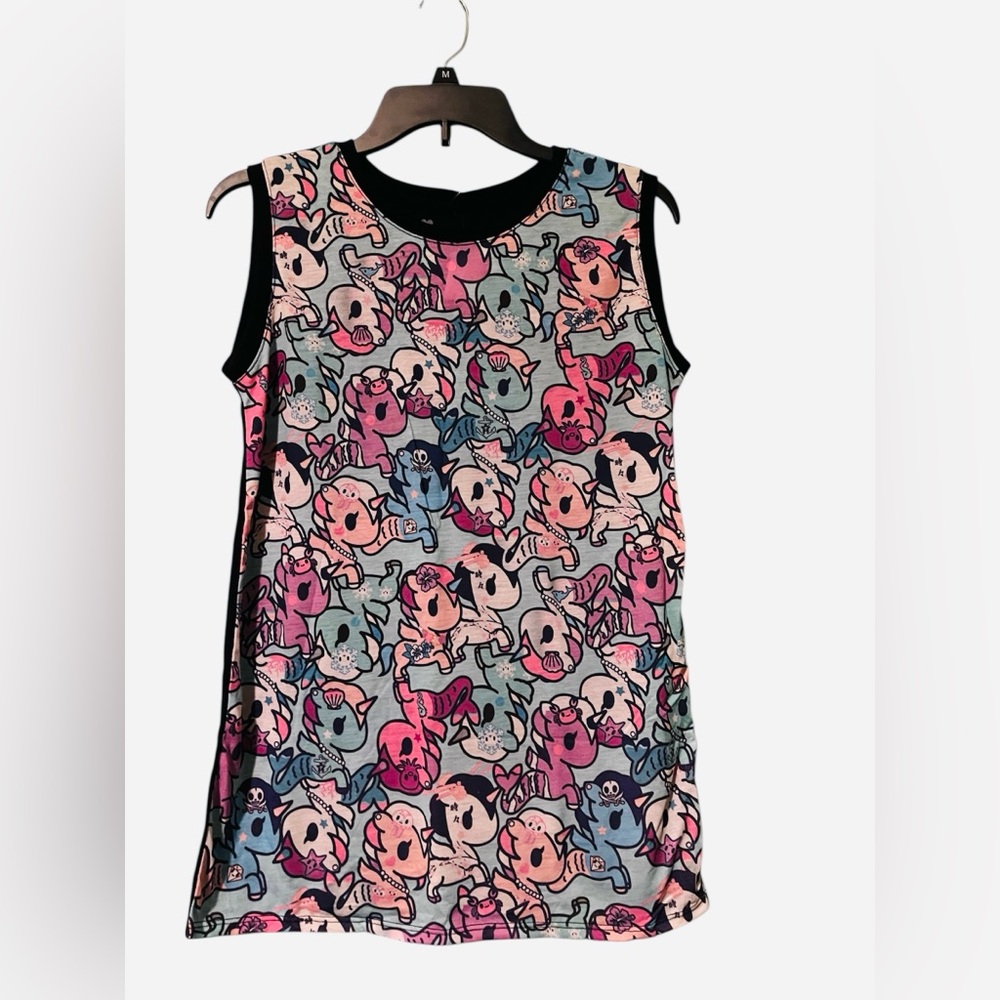 Tokidoki Multicolor Mermicorno All Over Print Muscle  Tee